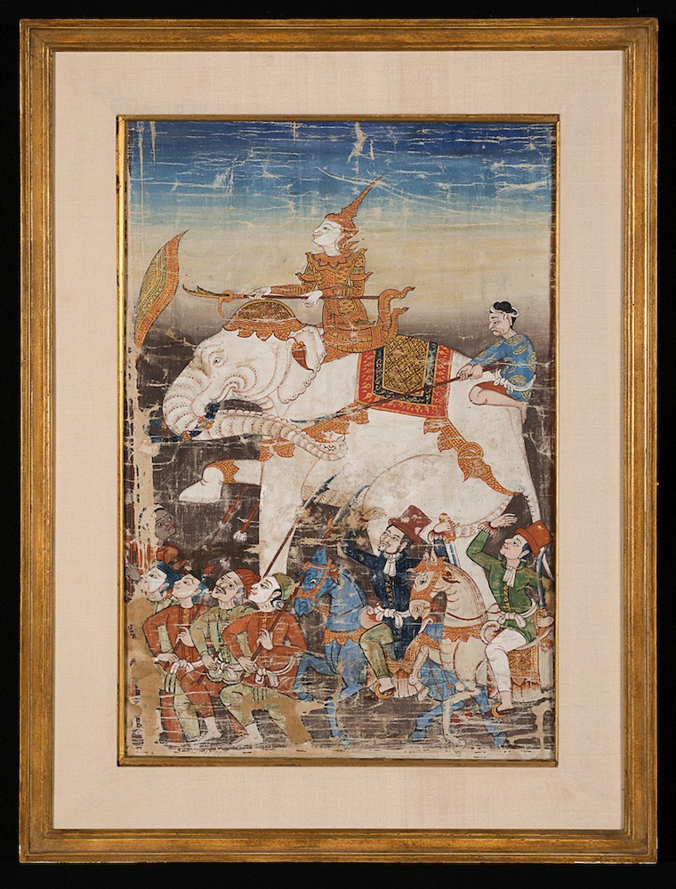 Thai white elephant procession, shown in original frame.