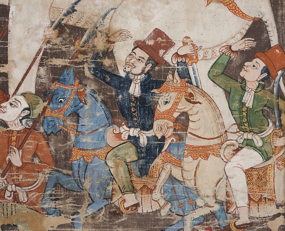 Thai white elephant procession, shown in original frame.