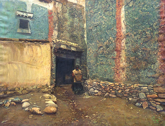 Tserang Dhandrup: Woman in Doorway, Sakya