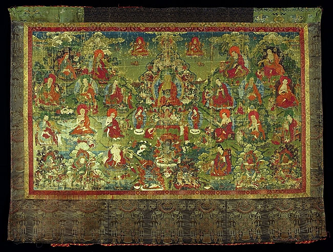 Large Thangka of Shakyamuni and 16 Arhats